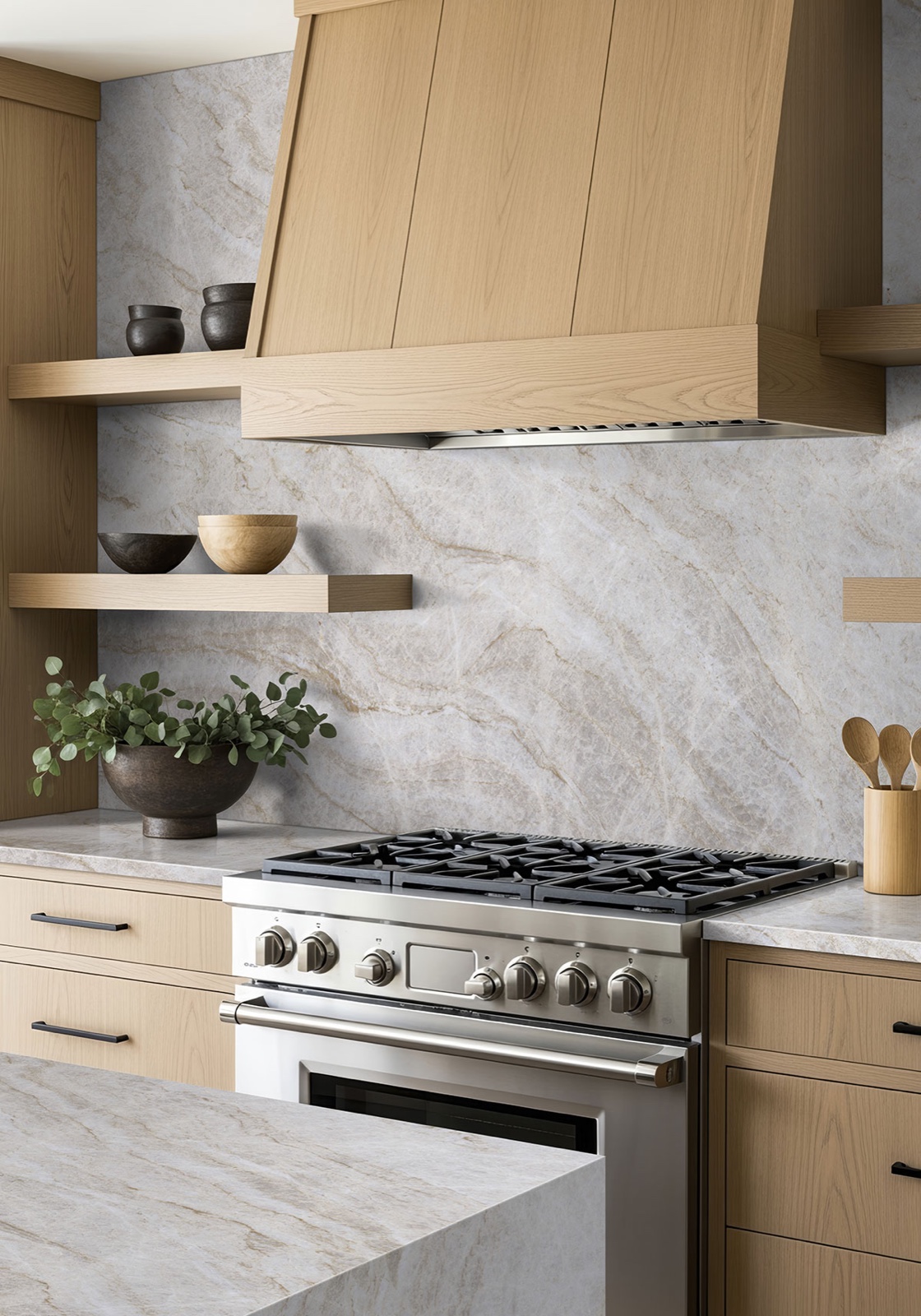 Quartz and natural stone countertop surfaces