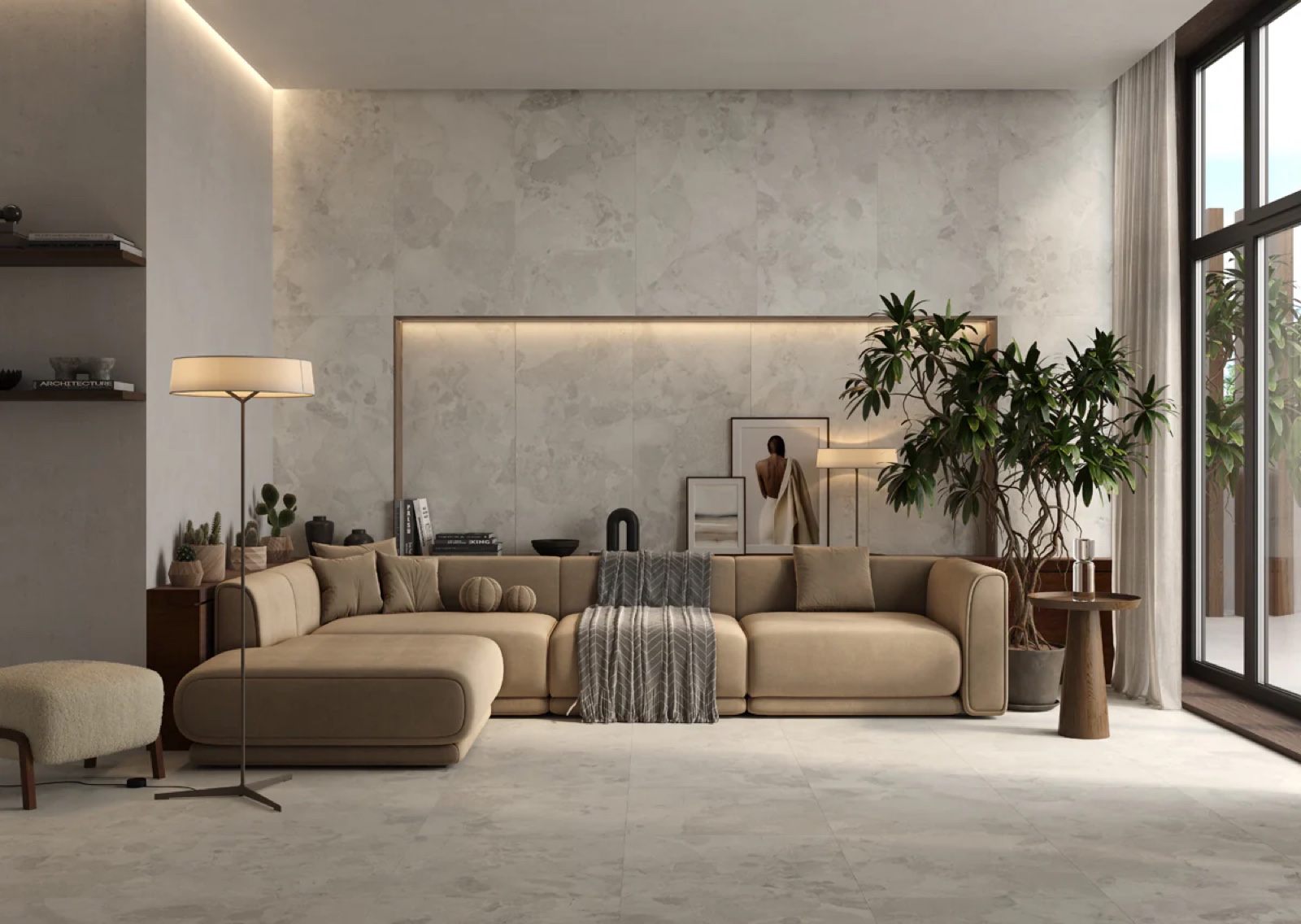 Premium porcelain and natural stone tile samples