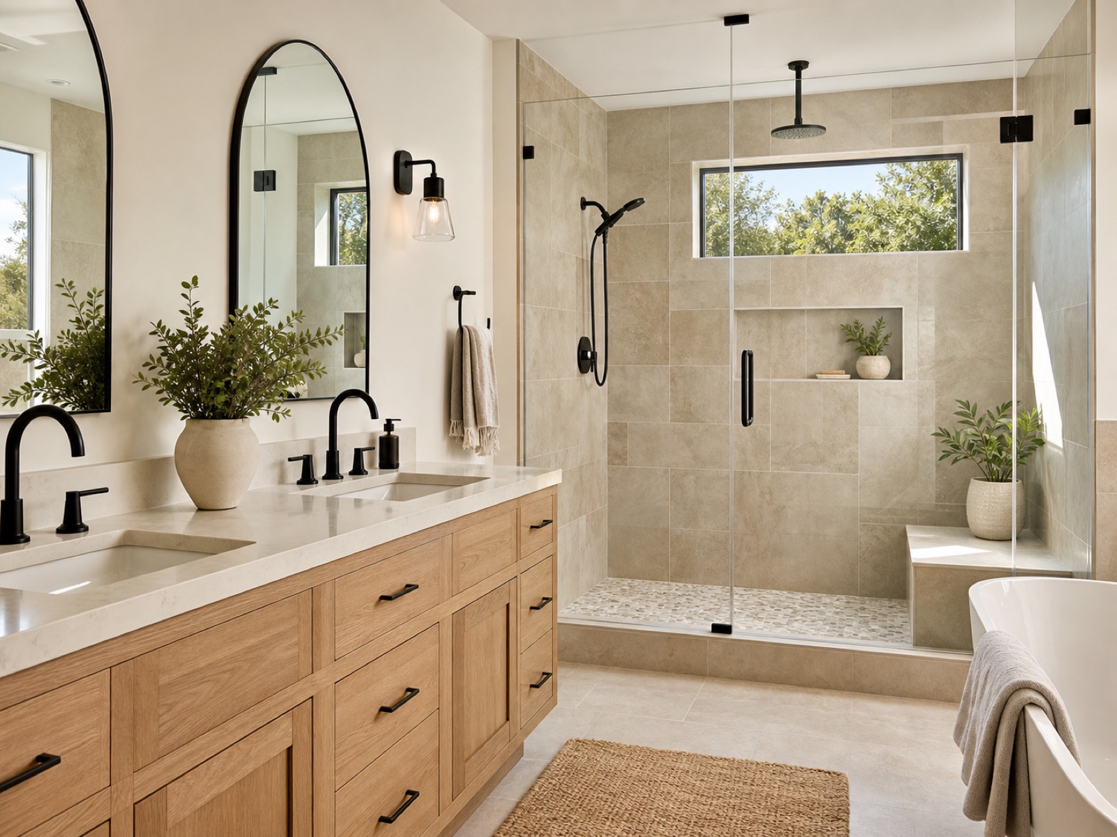 Finished bathroom interior representing bathroom remodeling services