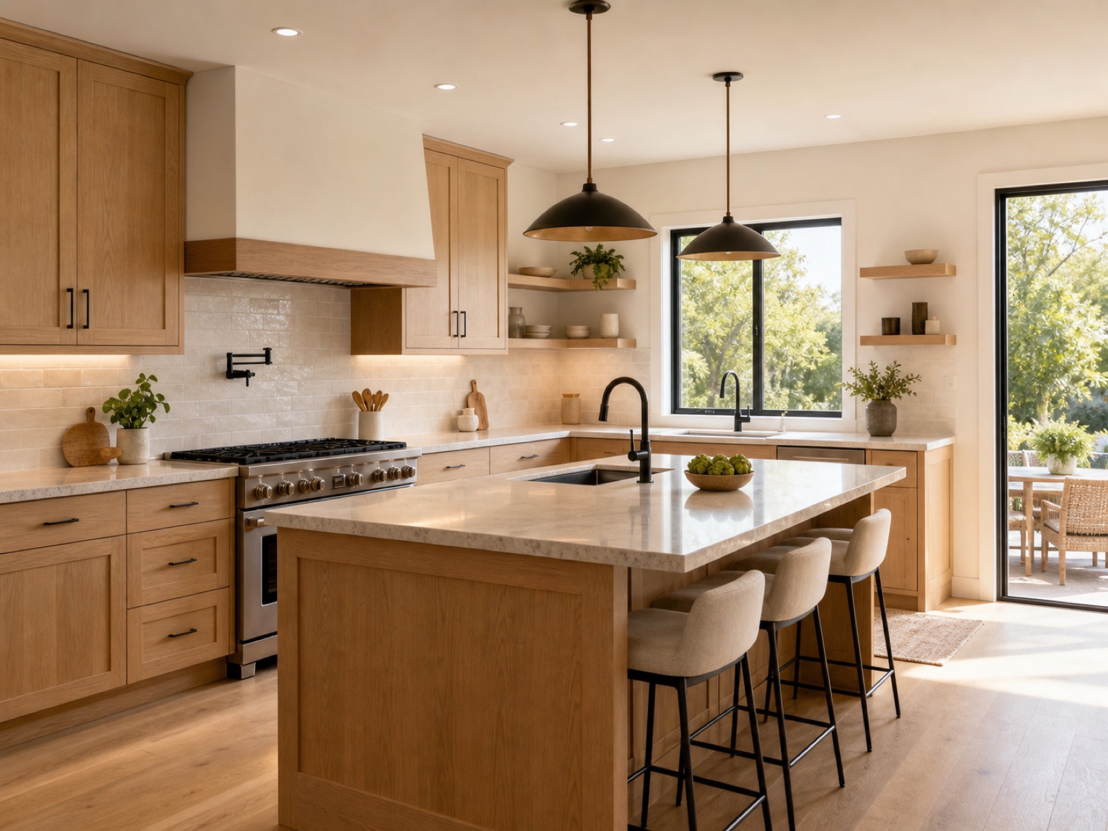Warm custom kitchen interior representing kitchen remodeling services
